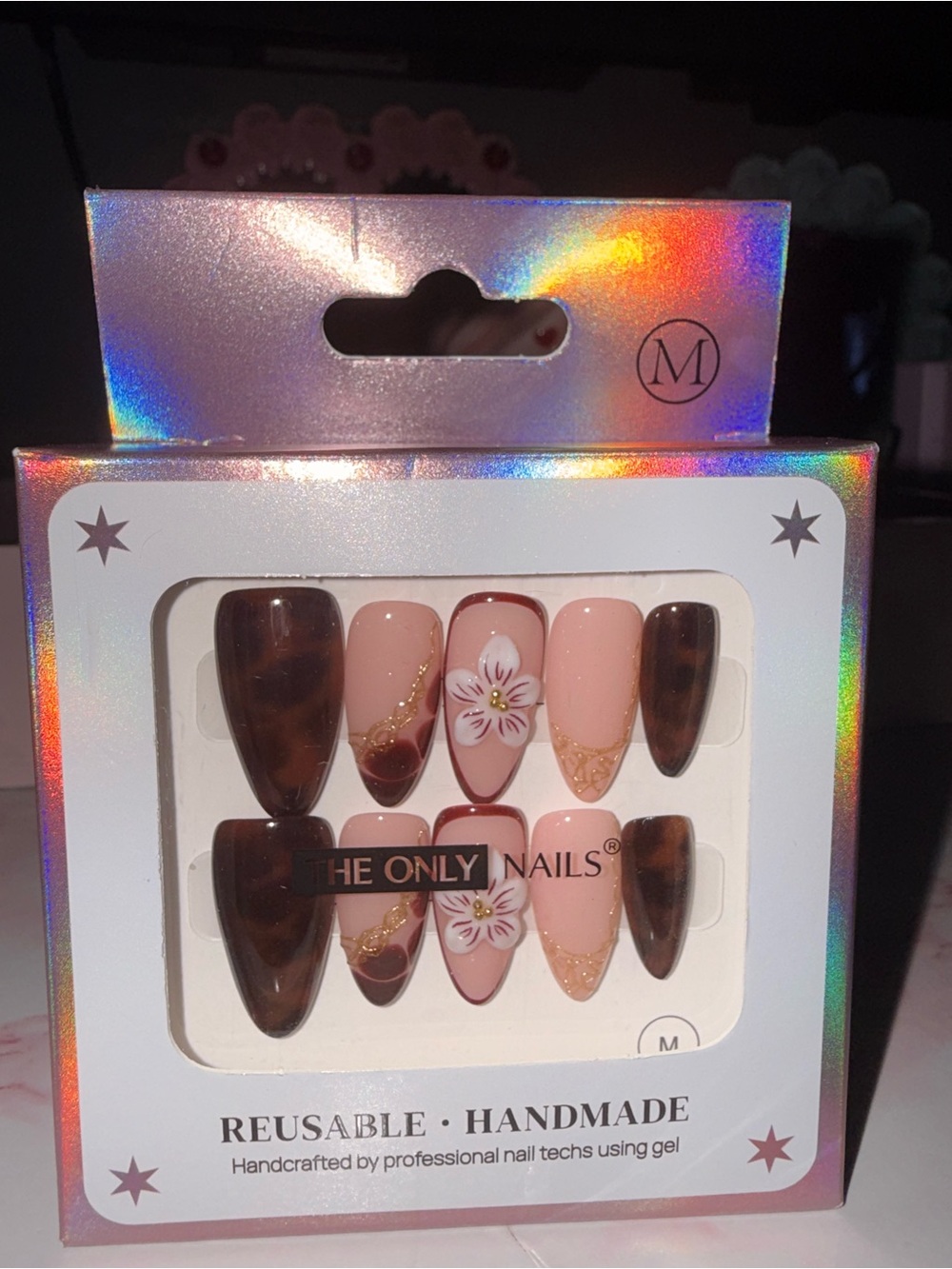The Only Nails Reusable Nude & Brown Animal Print/ Floral Press-On Nail Set - Picture 7 of 7